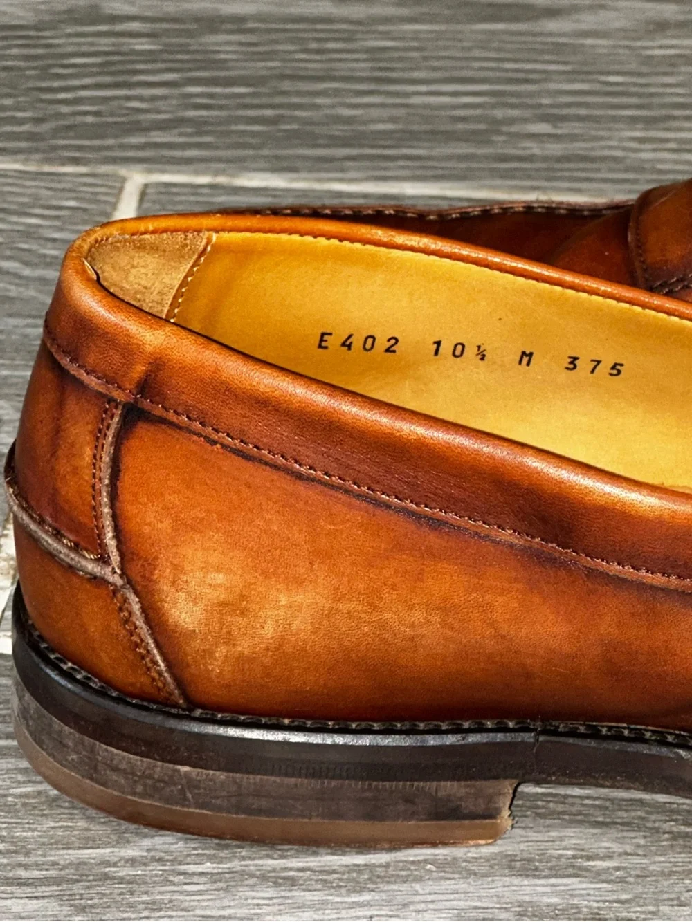 Mezlan Calfskin Penny Loafer Men’s 10.5M Cognac Slip On Shoes Hand Crafted